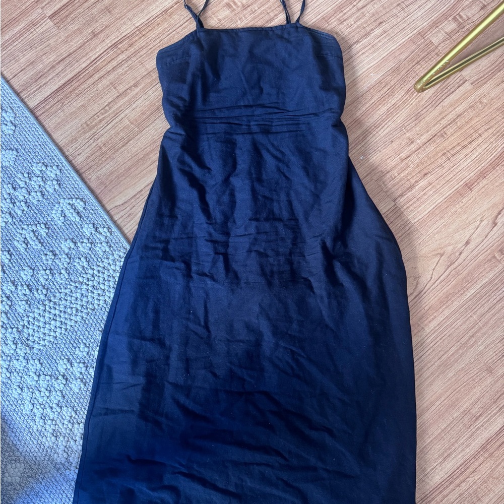 Japna black Spaghetti-Strap Midi Slip Dress